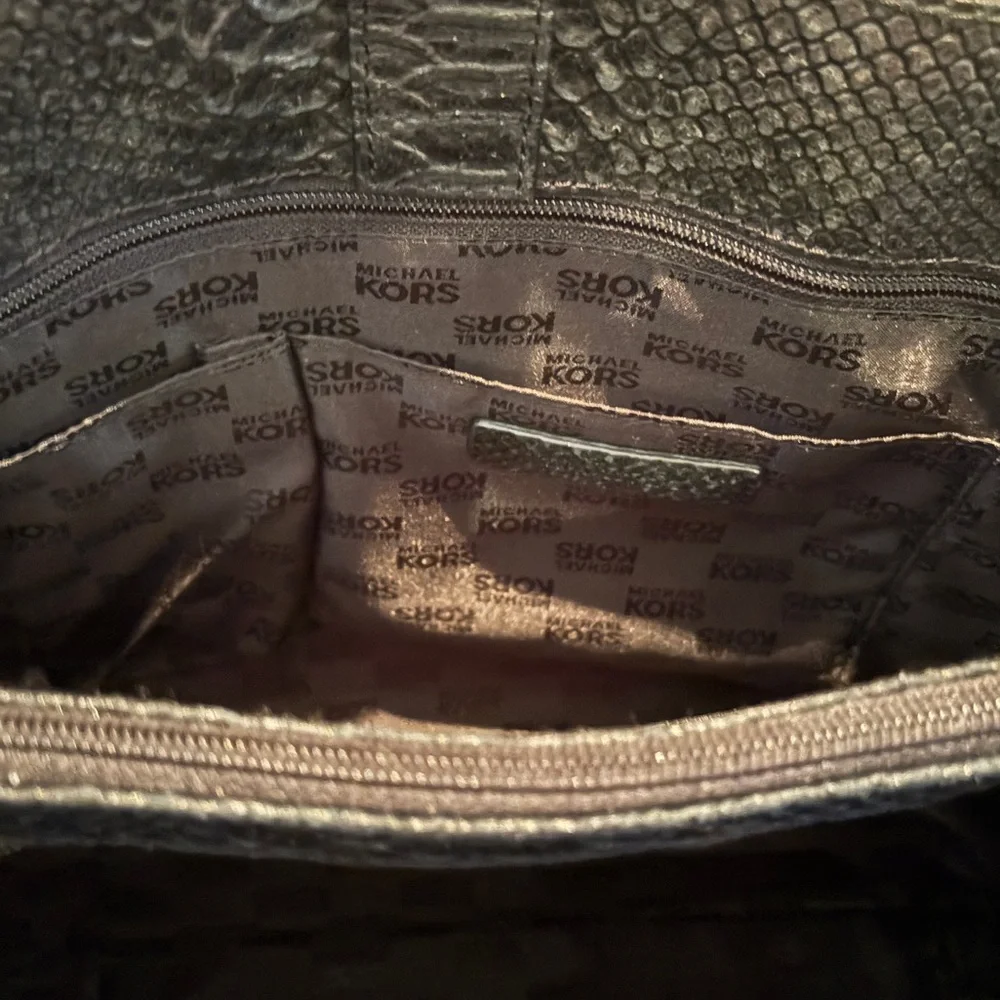 Michael Kors Black Python Leather Hamilton Purse - Picture 8 of 11